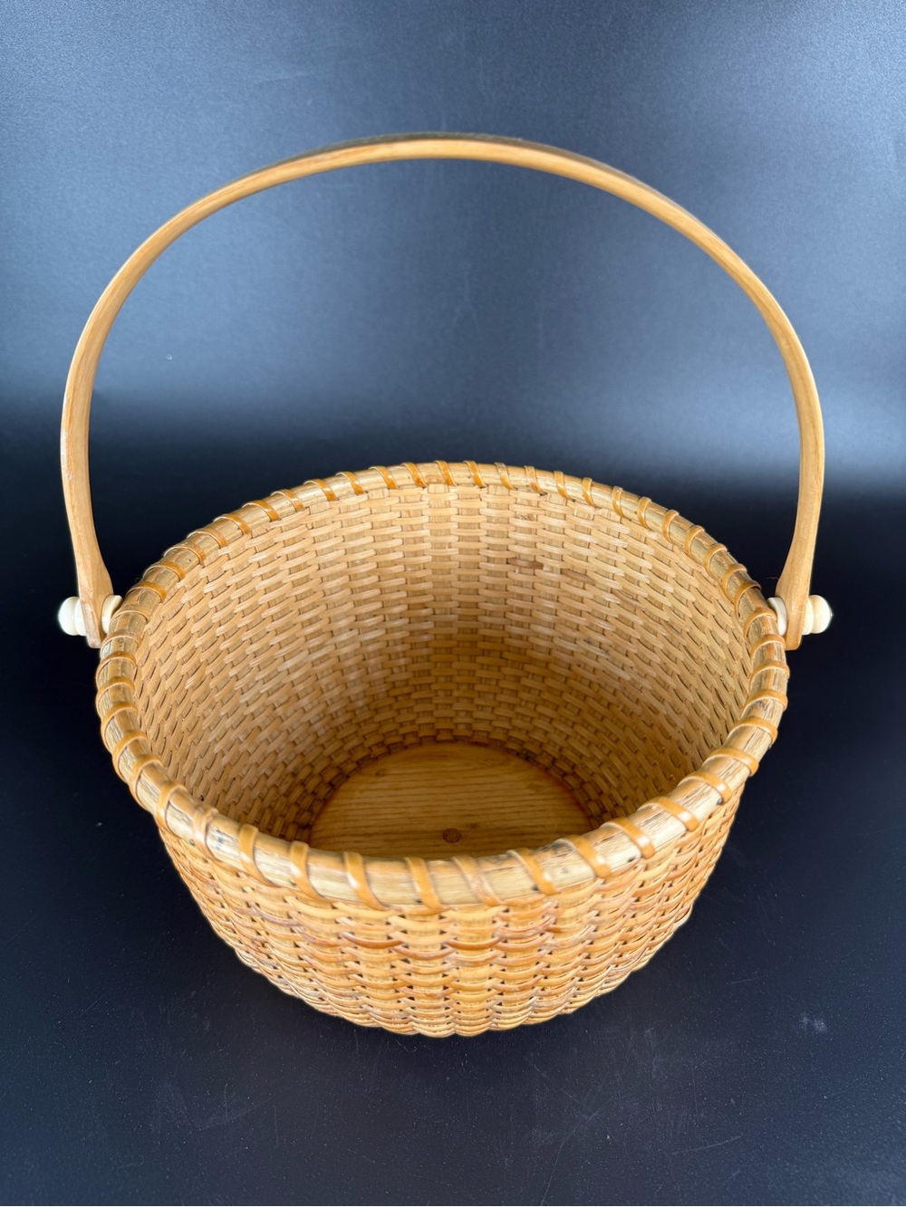 Vintage Nantucket Woven Round Swing Arm Basket